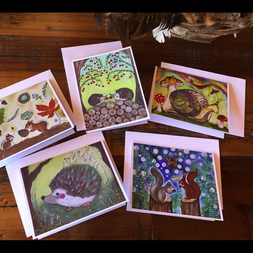 Woodland Critters Greeting Cards 5 Pack in Art Print of Original Oil Painting - Picture 15 of 16